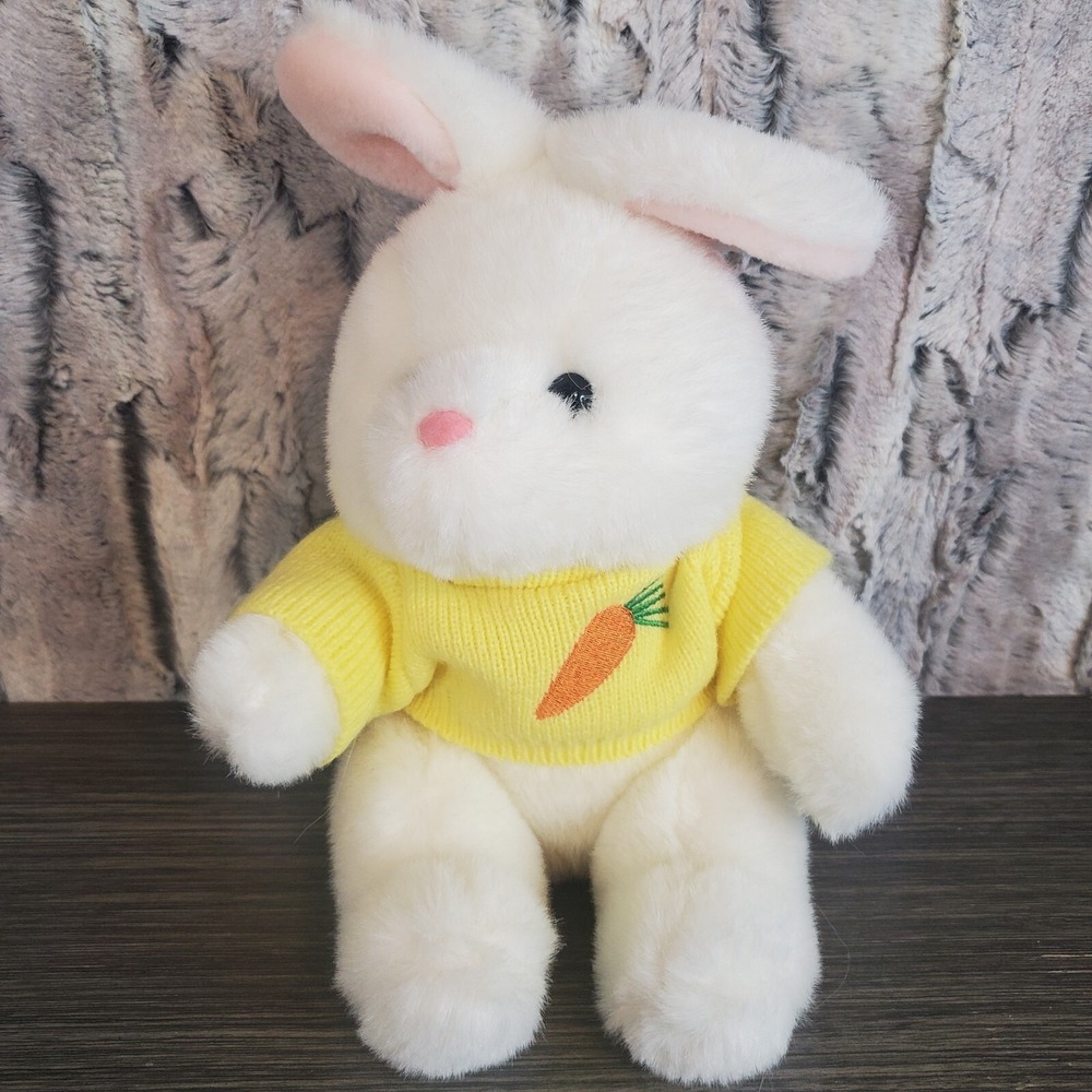 CALTOY Softsheen Bunny Rabbit Plush‎ Dr. Nibble D. Carrots Yellow Sweater Easter